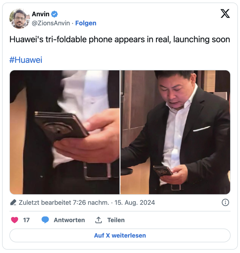 World first: Huawei unveils first tri-fold smartphone 1 Huawei tri fold phone X