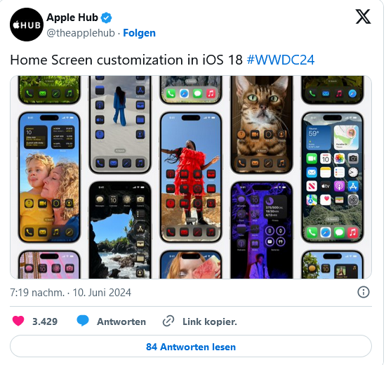 Screenshot 2024 06 10 at 19 57 02 Beitrag bearbeiten „WWDC Apple kuendigt iOS 18 mit flexibleren Homescreen an ‹ Onlineportal von IT Management — WordPress