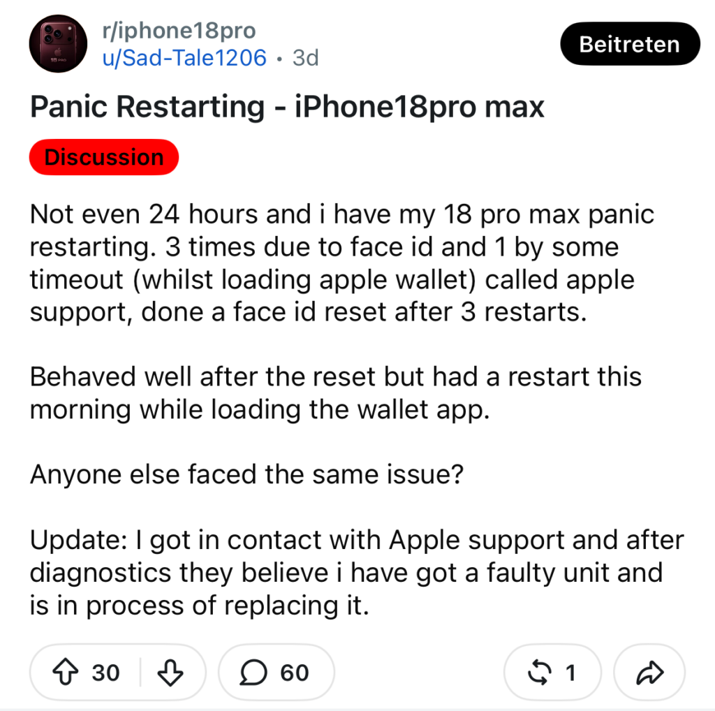 Panic Restarting - iPhone 18 Pro Max
